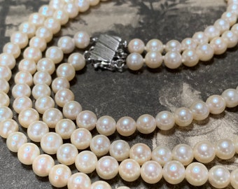 Akoya Pearl Necklace: Double Strand, 14ct White Gold Clasp