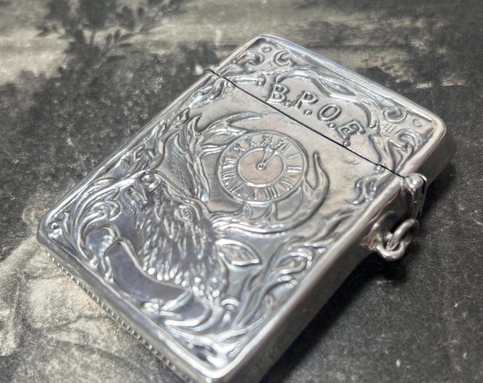 Sterling Silver Elks BPOE Pendant | Vintage Fraternal Locket | Elk Clock Motif 11