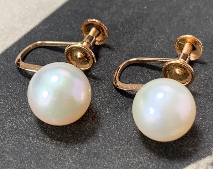 Vintage 18K Gold Akoya Pearl Earrings: Kakuta Japanese Fine Jewelry