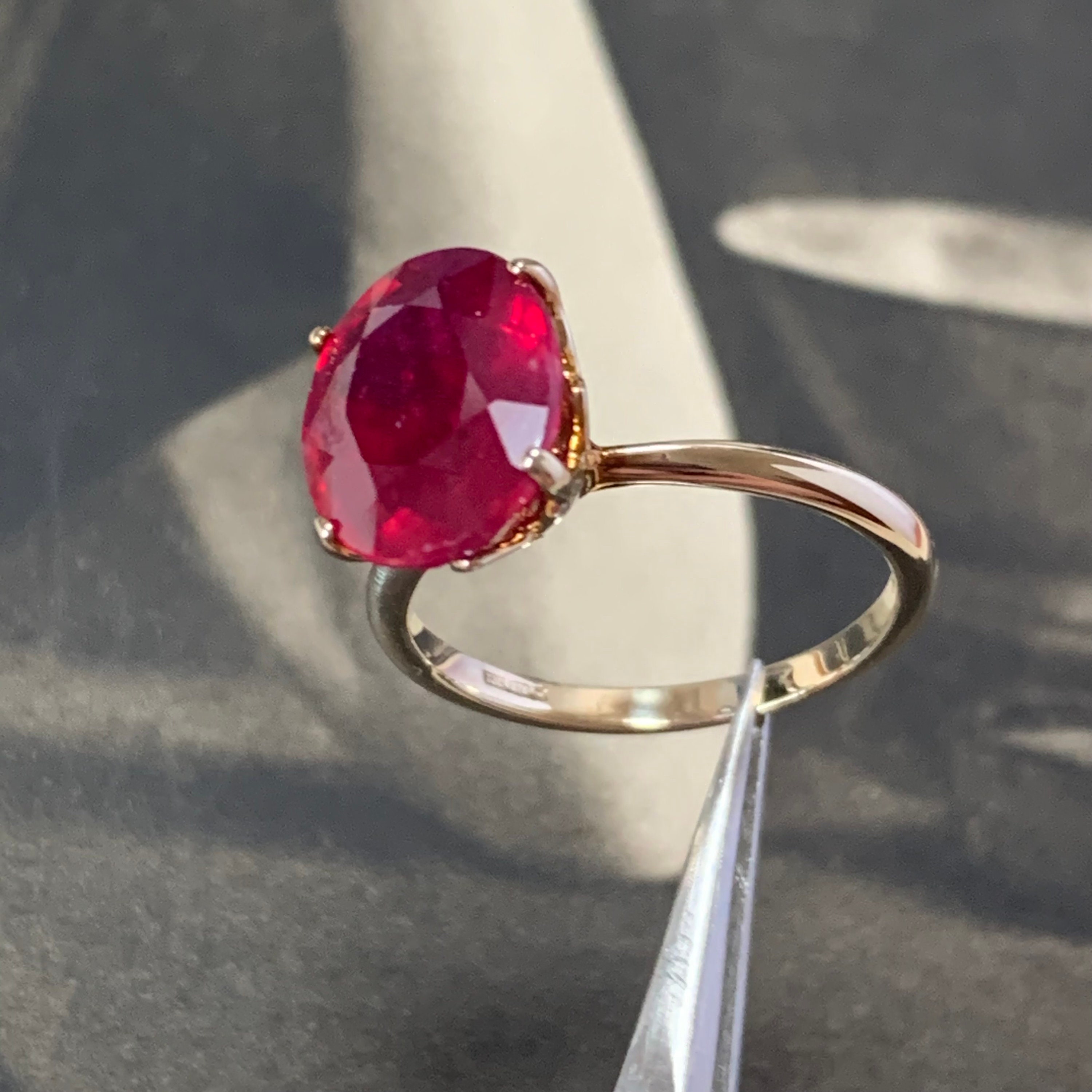 Vintage 9Ct Gold Ruby Solitaire Ring That Embodies Both The Romantic Symbolism Of An Engagement & Quality Fine Craftsmanship