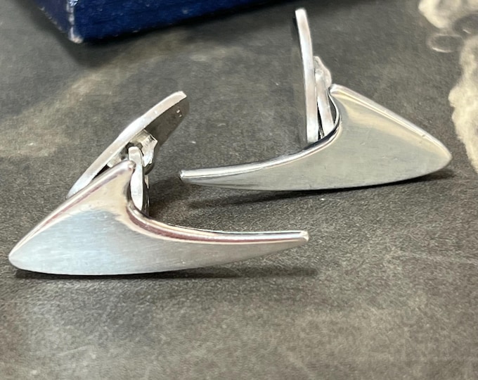 Bent Knudsen Denmark Sterling Silver Cufflinks – Vintage Danish Modernist Men's Jewellery, dates 1975 - Wedding Day
