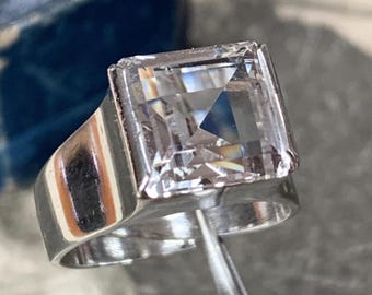 Bengt Hallberg Rock Crystal Ring, Sweden, circa 1975 Sterling silver. size Q 1/2, size 8.25 US. 7.3 grams weight