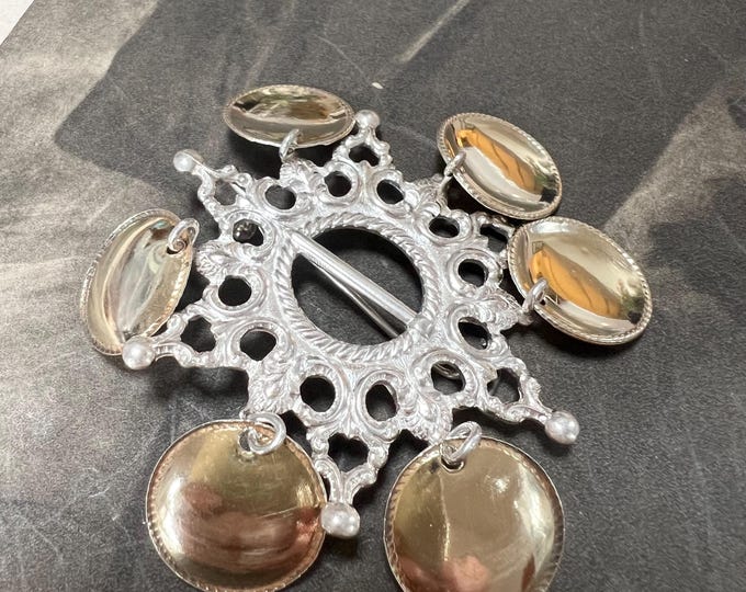 Norse Silver Snowflake Gilt Brooch Solje Wedding Gift Vintage Pin
