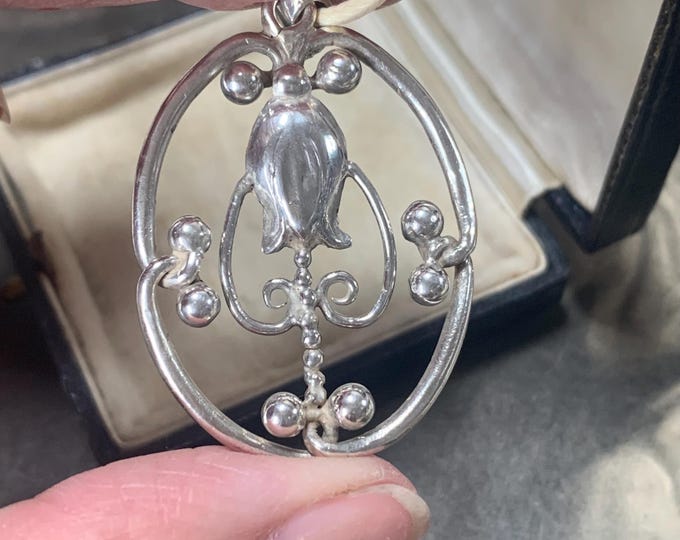 1927 Danish Silver Art Nouveau Pendant by Harald Jacobsen dates 1927 - 1935. For chain or leather strap. 6.7 grams