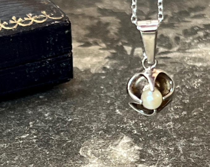 Vintage Finnish Silver Gilt Cultured Pearl Pendant | Auran Kultaseppa Oy | with 925 silver chain