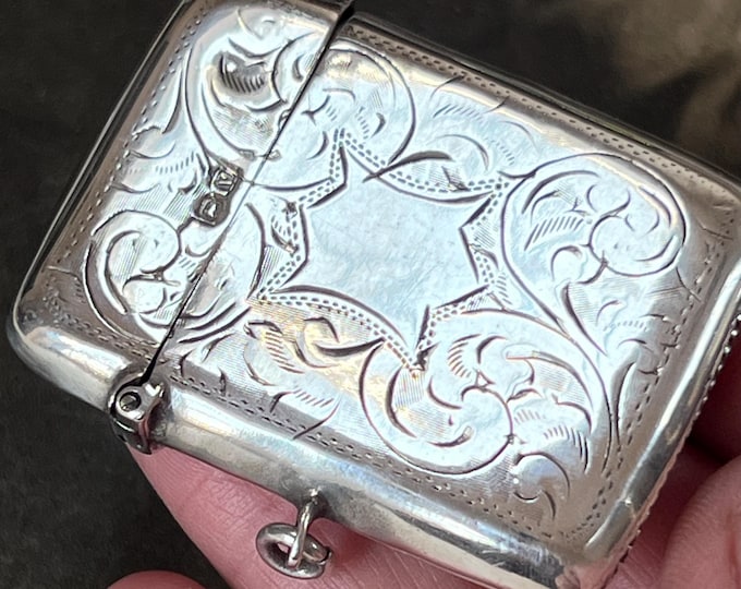 Art Deco Sterling Silver Vesta Case Pendant | 1920s Birmingham Hallmarked | Vintage Keepsake Case