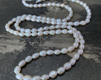 Freshwater Pearl Necklace: custom made Opera Length, Recycled Sterling Silver Extension
