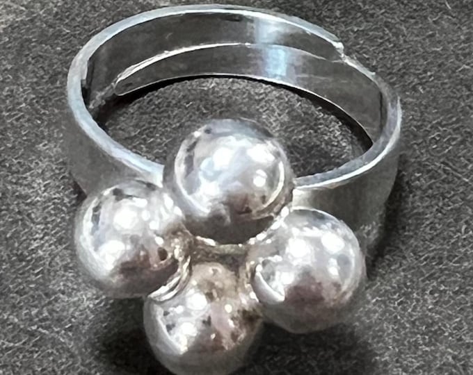 Bengt Hallberg Silver Sphere Ring | 1970s Modernist Scandinavian Jewelry | Swedish 925 Adjustable Ring | Mid Century Silver Gift Size N UK