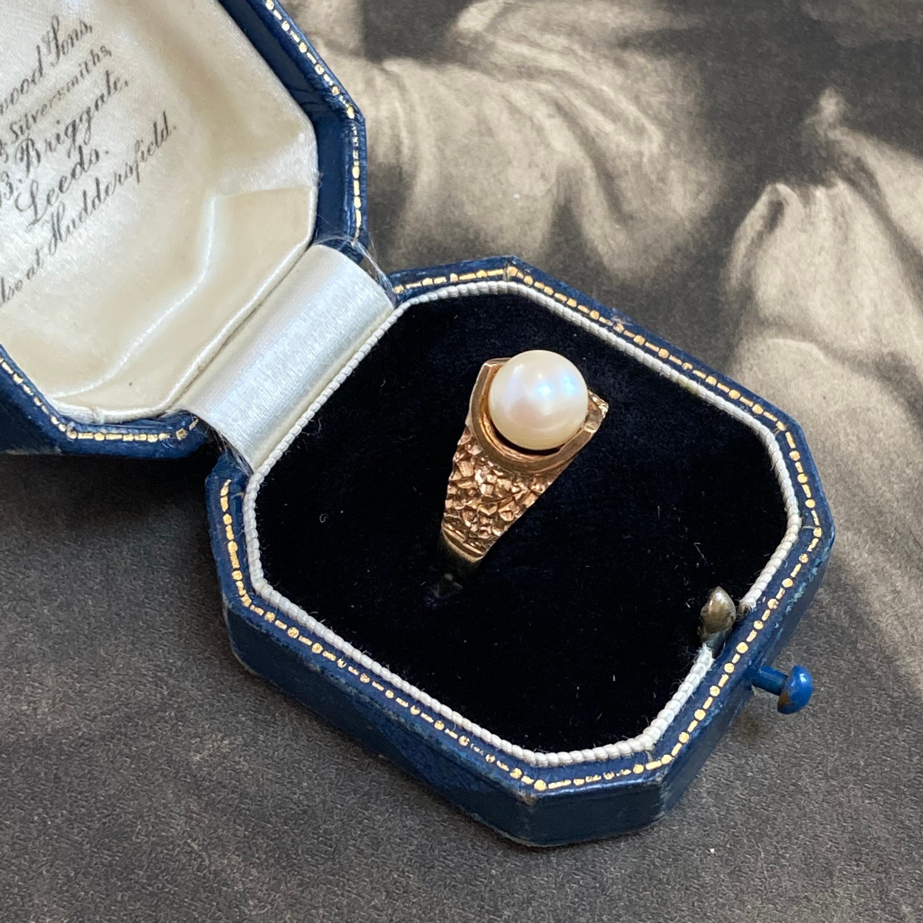This Vintage Georg Jensen Gold Ring Featuring A Wonderful Pearl Set in 9Ct With Full English Hallmarks Would Make Lovely Gift