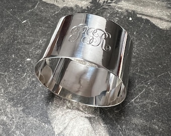 Art Deco Sterling Silver Napkin Ring Antique Hallmarked Tableware Dates 1924, 18.8 grams