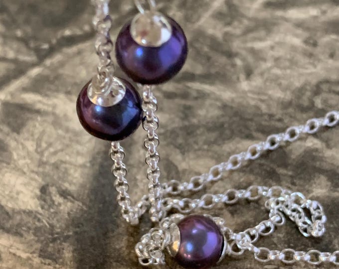 Long 36 Inch Pearl Necklace, Recycled Silver Jewellery, Contemporary Gift