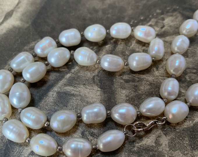 Pearl Necklace: Vintage Sterling Silver Clasp, 18-inch Princess Length