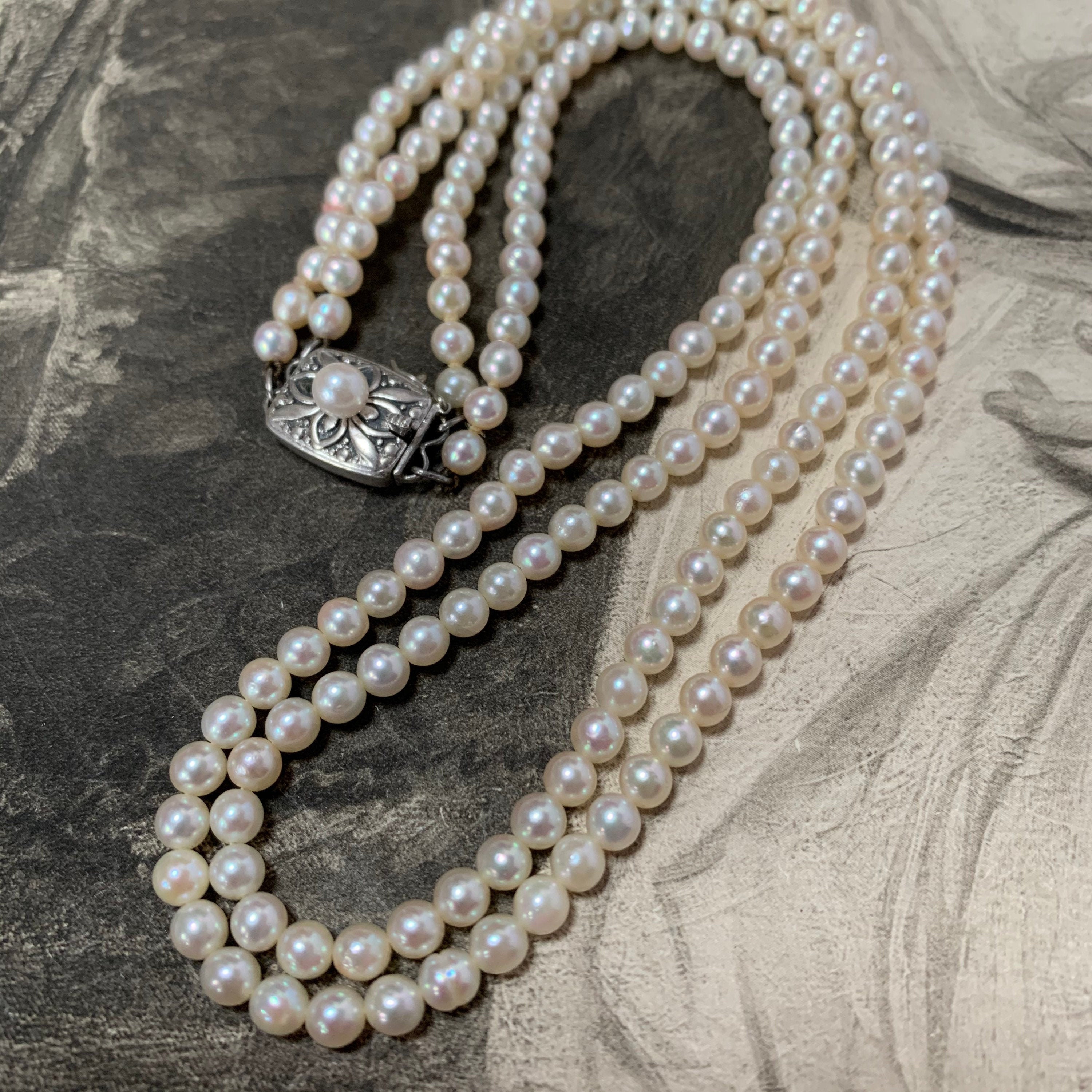 mikimoto pearl necklace silver clasp