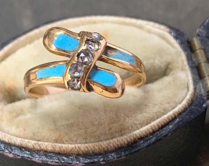 Antique Georgian Moi et Toi Diamond Ring | 22ct Gold | Regency Blue | Antique Box