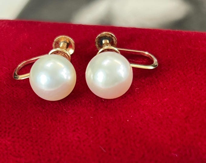 Vintage Akoya Pearl Earrings, 18ct Gold Japanese Pearl Studs, Kakuta Pearls, 1980s Bridal Jewellery