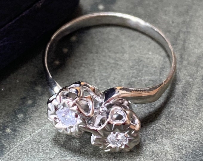Art Deco Moi et Toi Diamond Ring, 0.30ct Old European Cut Diamonds