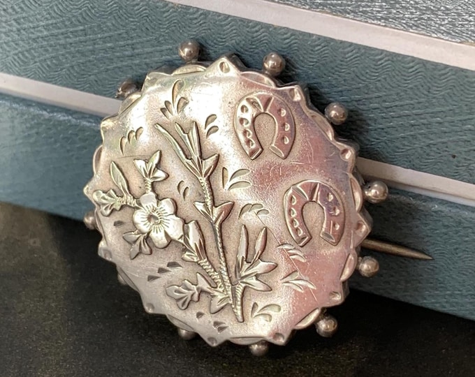 Victorian Sterling Silver Forget-Me-Not Brooch: Chester 1888-1898