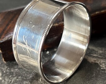 Antique Silver Napkin Ring • 1930s Rope Twist Design