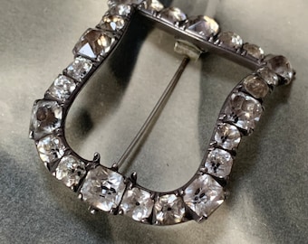 Georgian Black Dot silver Buckle Brooch paste diamond stones A historic decorative piece 20 grams weight