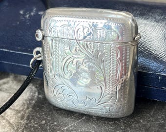 Antique Edwardian Vesta Case Pendant by Joseph Gloster, Birmingham 1904, Sterling Silver Keepsake
