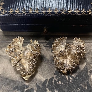 Vintage Flora Danica Vermeil Parsley Earrings: Sterling Silver Clip-Ons