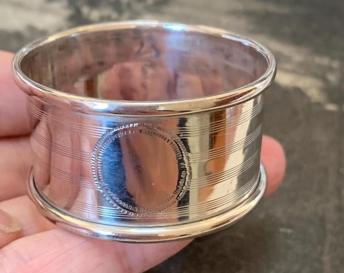 Art Deco Sterling Silver Napkin Ring: 1918 Birmingham Hallmarks