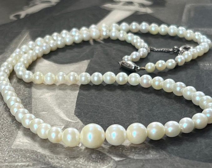 Vintage Ciro Cultured Pearl Necklace – 9ct White Gold Clasp, Original Box & Paperwork, c.1950s