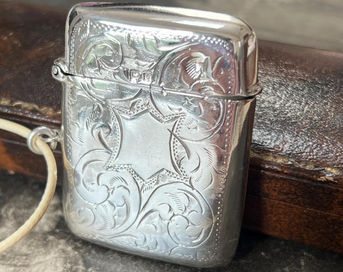 Art Deco Sterling Silver Vesta Case Pendant | 1920 Birmingham Hallmarked | Vintage Keepsake Case