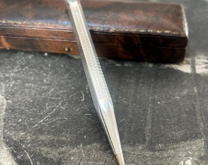 Yard O Led Sterling Silver Propelling Pencil | Engraved Hexagonal Body, 1930s Writing Collectable