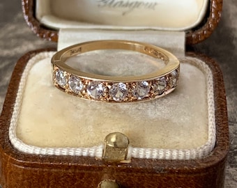 Vintage 1974 9ct gold eternity ring. . Full London Hallmark. Ring size N (UK) size 6.5 (US) Quartz gemstones 2.2 grams