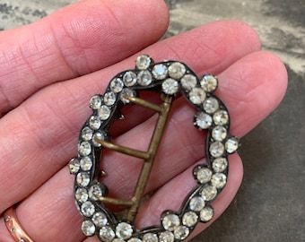 Antique Georgian Silver Buckle Brooch with Paste Stones – Rococo Design