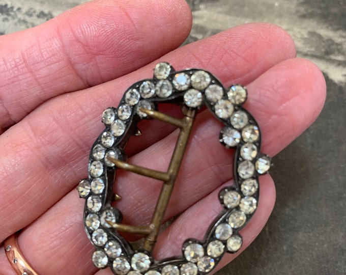 Antique Georgian Silver Buckle Brooch with Paste Stones – Rococo Design