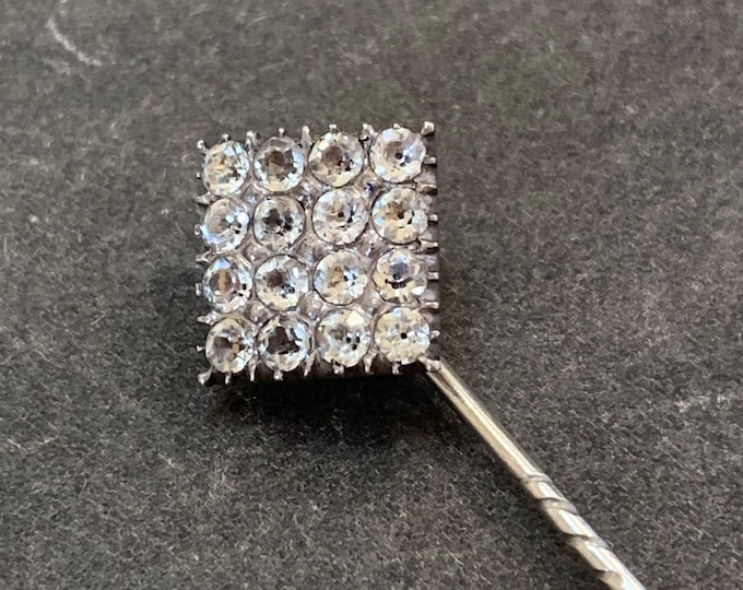 Antique Silver Stick Pin Brooch with Paste Gemstones