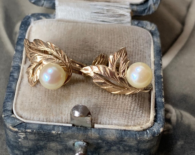 Vintage Mikimoto Akoya Pearl 9ct Gold Clip On Earrings: 1978 London Hallmark
