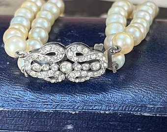 Art Deco Pearl Bracelet | Antique Sterling Silver Clasp, Circa 1930s