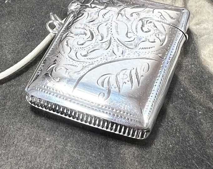Edwardian Sterling Silver Vesta Case Pendant | Forget-Me-Not | Heirloom Keepsake | Dated 1901 | Hallmarked Birmingham | Gift Ready