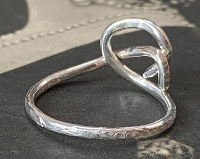 Sterling silver nautical knot ring. Size W. Size 11 US. Artisan engraved in 100% Eco recycled sterling silver with London Hallmarks