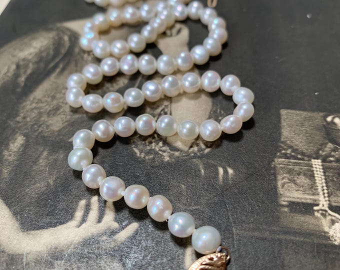 73 baroque pearl Necklace with 9ct gold clasp. 41 cm Princess length pearl necklace. 5.5mm quality pearls