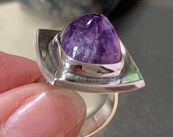 Brodrene Bjerring 1970 Silver ring Amethyst gemstone Ring size L,  size 5.5 (US) Made in Denmark. 10 grams