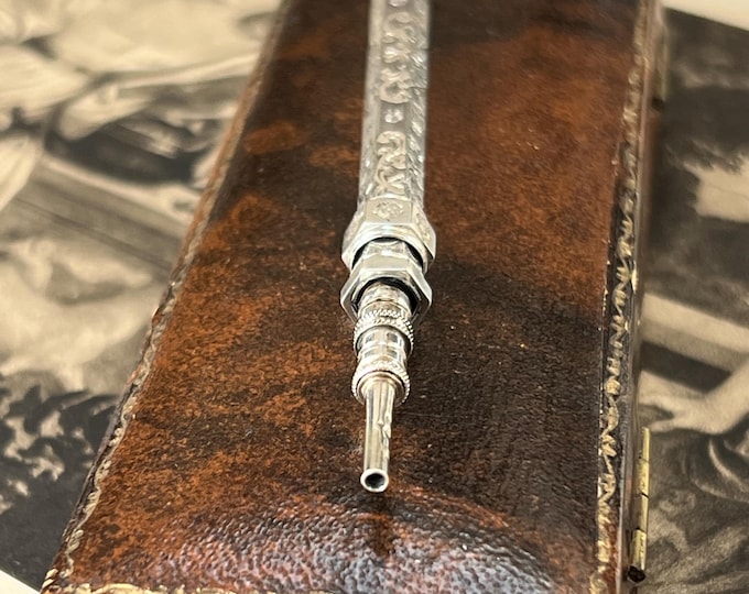 Antique Amethyst Silver Retractable Pencil | Early 20th Century Ornate Mechanical Pencil | Desk Collectable