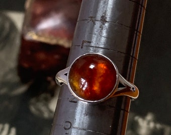 Niels Erik From Sterling Silver Amber Ring: Size 6, 1970s Modernist Danish Design