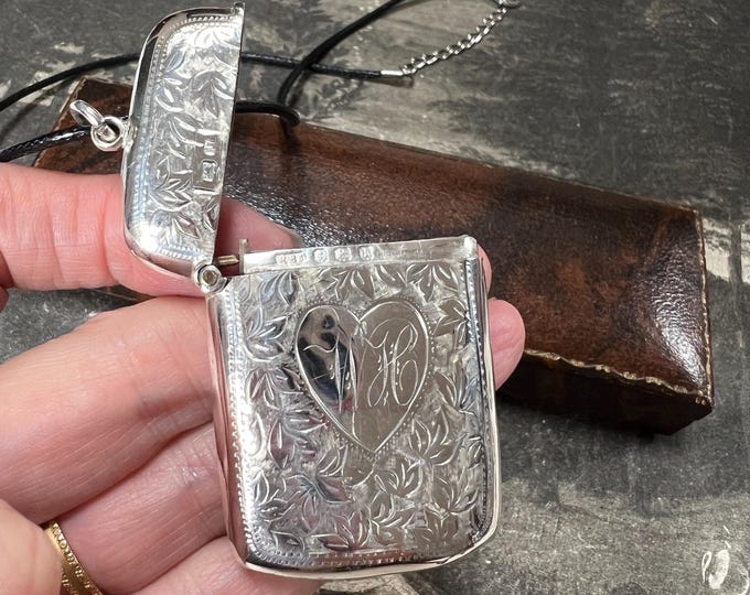 Antique George V Silver Vesta Case Pendant, Rolason Bros Sterling Silver Birmingham 1910–11
