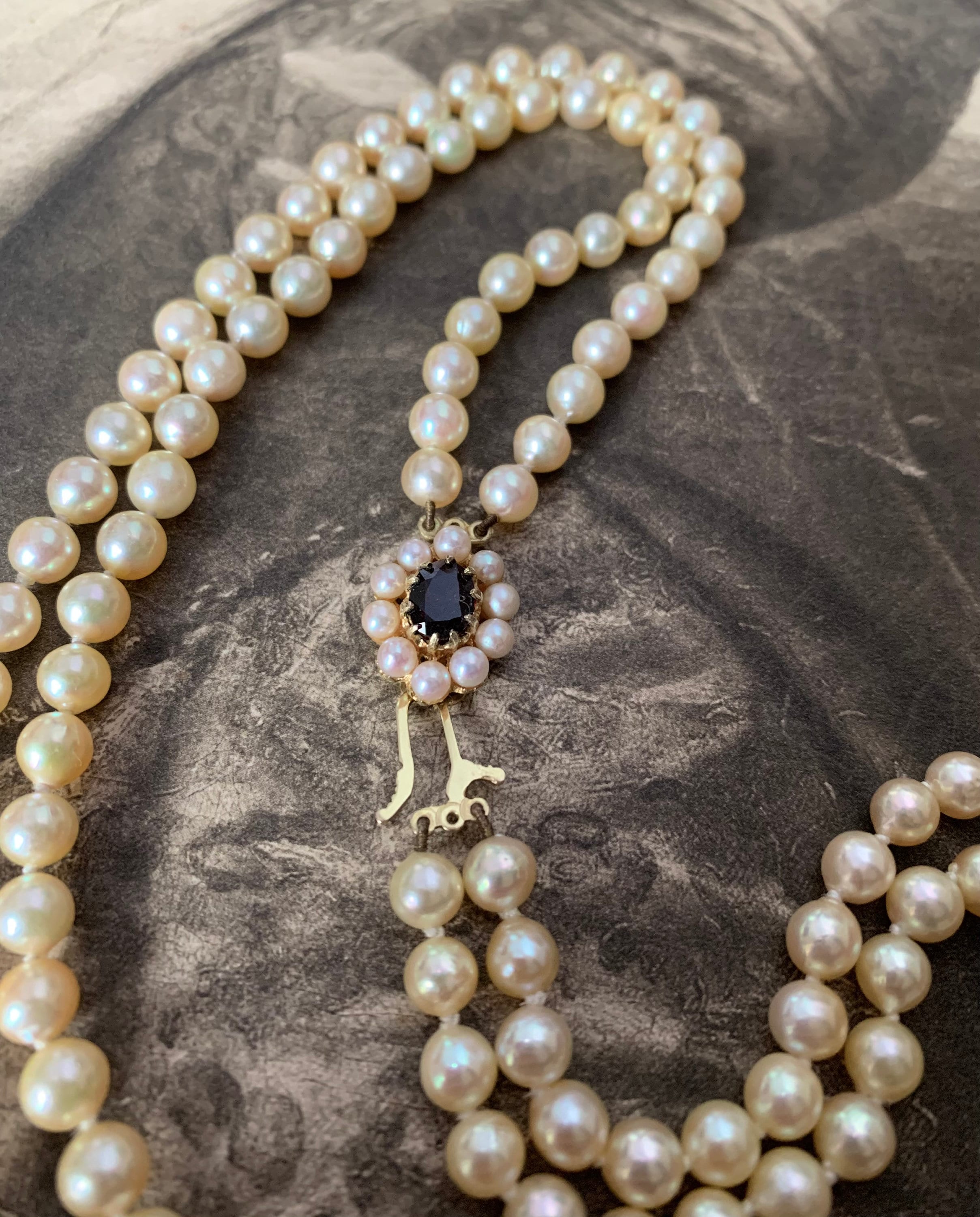 Double strand akoya pearl necklace deals