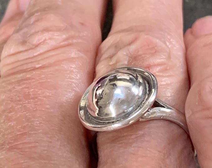 Niels Erik From Silver 925 circular dome ring signed dates mid 1970s size P UK. 8.4 grams