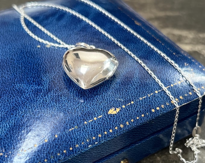 Sterling Silver Heart Locket Necklace | Polished 925 Pendant, Recycled Chain, Photo Keepsake