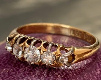 Edwardian 18ct Gold Diamond Ring: Platinum Setting, 0.5 tcw, Size J (US 4 5/8)