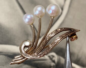 誕生日プレゼント Mikimoto Silver Five パール Wave Leaf ブローチ アクセサリー