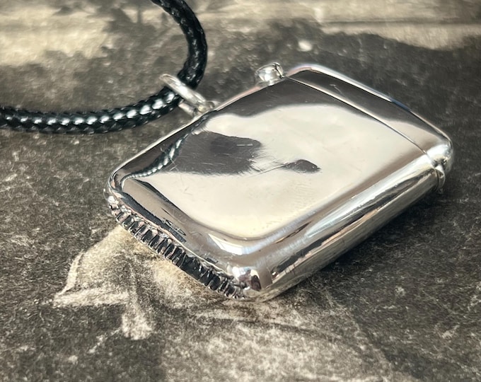Antique Edwardian Sterling Silver Vesta Case, Birmingham 1908, W.J. Myatt & Co, Silver Keepsake Locket Pendant, Victorian Gift