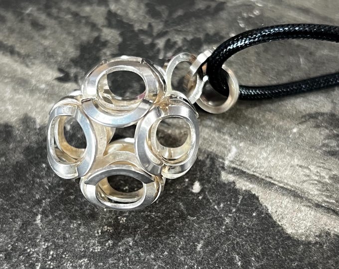 Nina Breddal Sterling Silver Sphere Pendant | Finnish Modernist Necklace