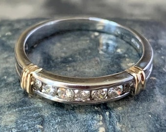 Vintage Gold Diamond Ring: 0.25tcw diamonds, Size L (UK), 9ct white gold hallmark